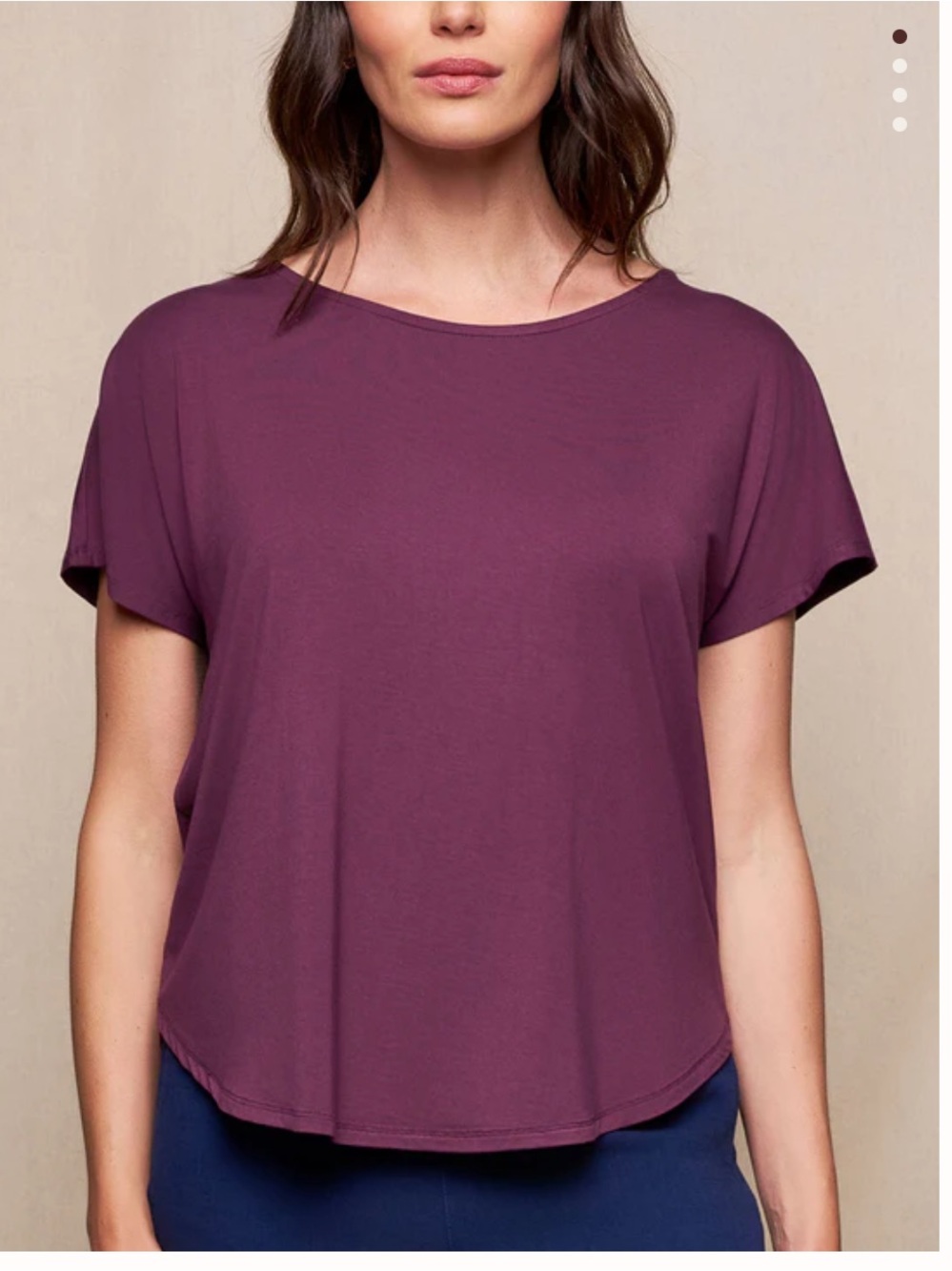 NWOT Sivana Bamboo Luxe Dolman Tee, Fig, X-Small